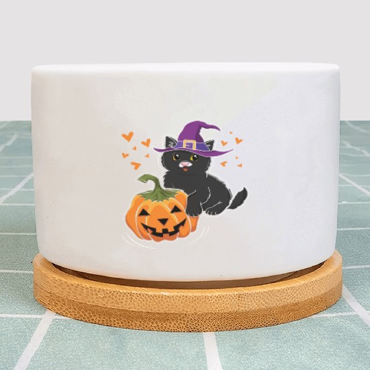 Witch Cat In Pumpkin Cool Creepy Halloween Plant Pots