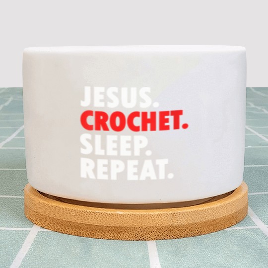 Jesus Crochet Sleep Repeat Novelty Hobby Plant Pots