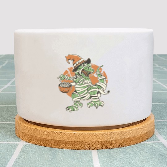 Halloween t-rex mummy Plant Pots