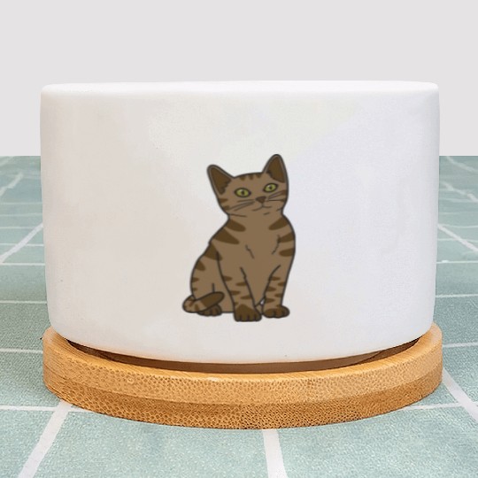 Brown Tabby Cat Plant Pots