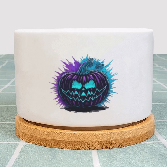 Neon Pumpkin Purple and Teal Plant Pots