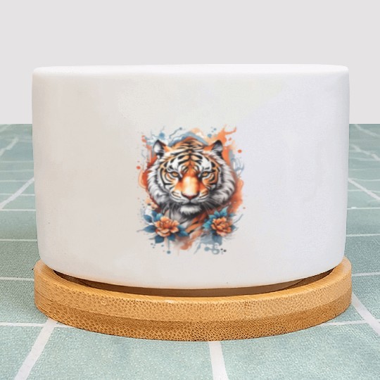 Tiger head art illustration Plant Pots