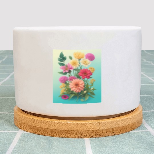 Peach and Pink Spring Flowers Plant Pots