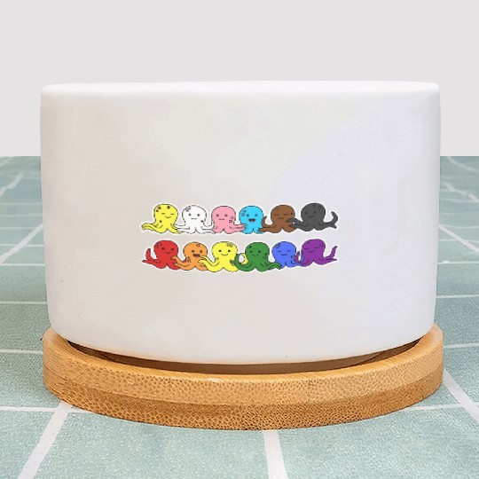 Pride Progress Flag Octopus Design for Equality Plant Pots