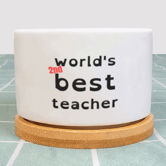 funny gift for teacher, world's 2nd best teacher Plant Pots