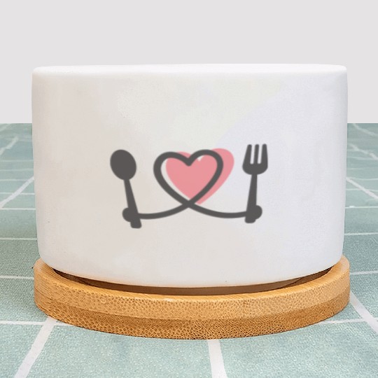 Cooking fork and spoon with heart Plant Pots