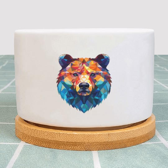 Wild Psychedelic Bear Geometric Vibrant Plant Pots
