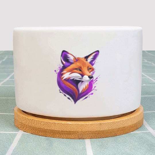 fox purple yellow Plant Pots