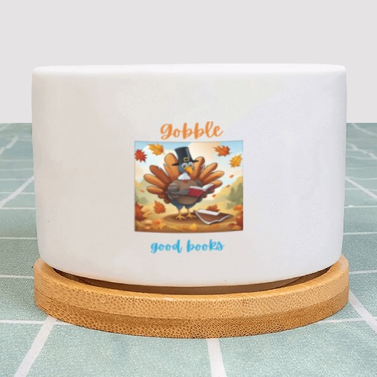Gobble Good Book Thanksgiving Library Turkey Fall Plant Pots