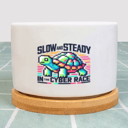 Cyber Turtle - Slow and Steady in 8-bit Color Plant Pots