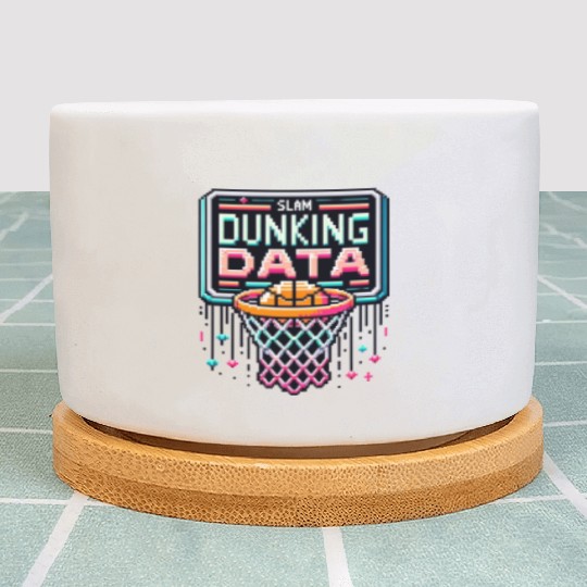 Slam Dunking Data - Retro 8-bit Basketball Hoop Plant Pots