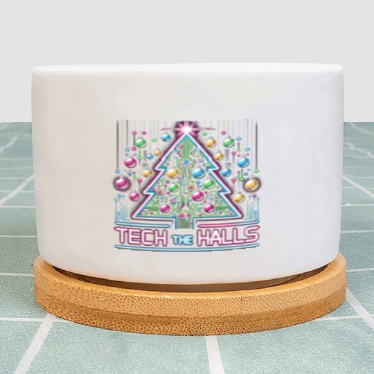 Tech the Halls - Christmas Tree in 8-bit Neon Plant Pots