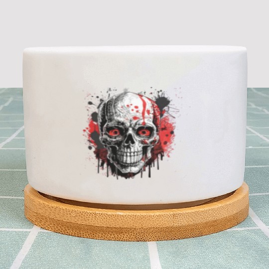 Minimalistic Ink Drawing Style Horror Themed. Plant Pots