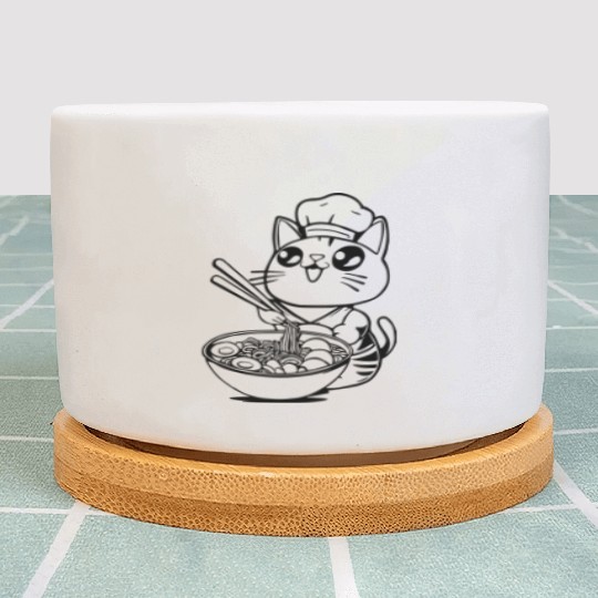 cat ramen chibi japanese kawaii chibi fun Plant Pots
