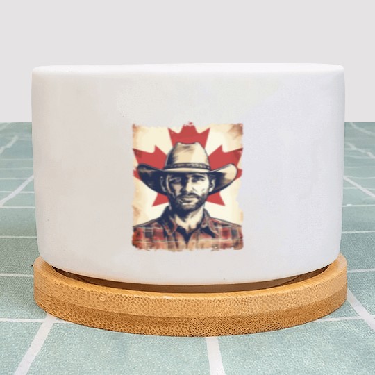 Canada Cowboy With Canadian Flag Horses Lover Plant Pots