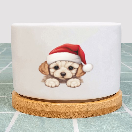 Bichon Frise Christmas Dog Plant Pots