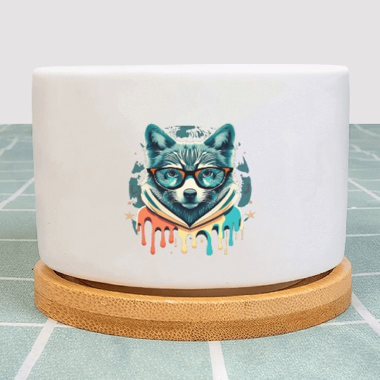 Hipster Wolf Drip Plant Pots