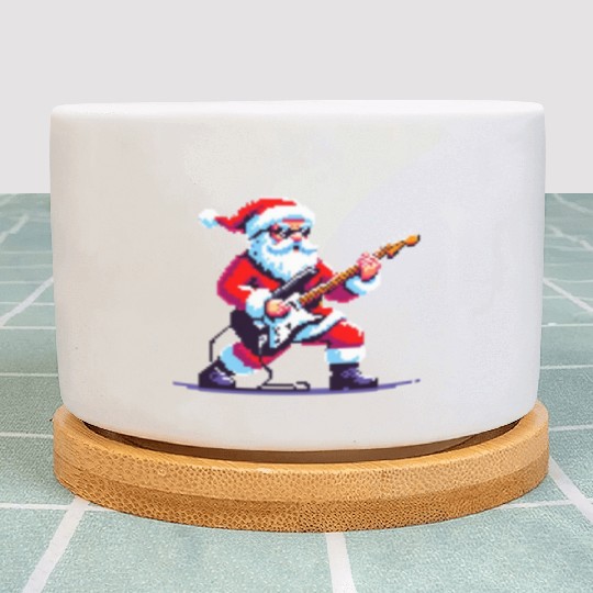 Rocking Santa 8-Bit Pixel Art Plant Pots