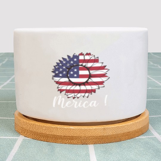 Merica Sunflower Usa Flag Plant Pots