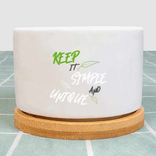 KEEP IT SIMPLE AND UNIQUE-WHITE GREEN LETTERING Plant Pots