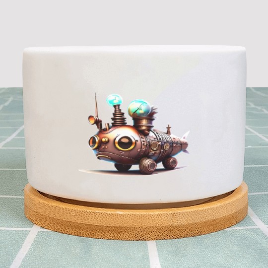 Steampunk Robot Fish Creature Plant Pots