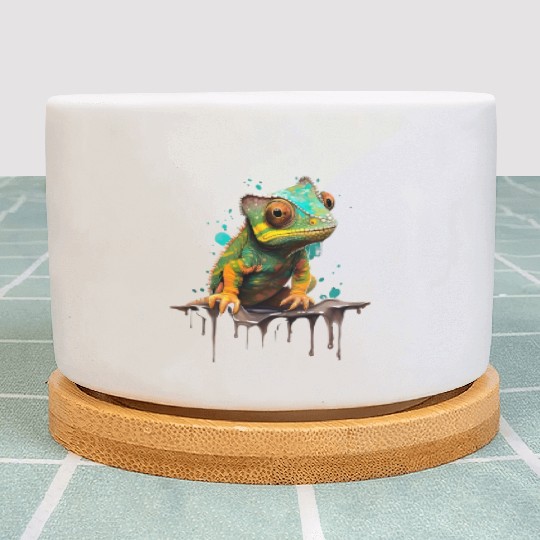 Cute Chameleon for Lizard Pet Lover Plant Pots