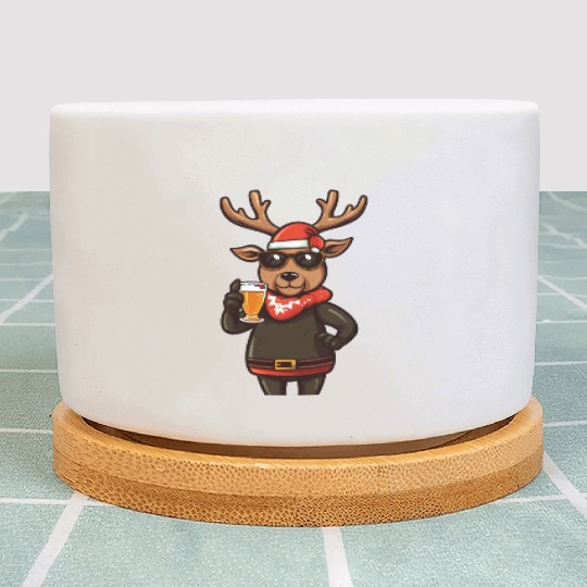 Reindeer with beer Plant Pots