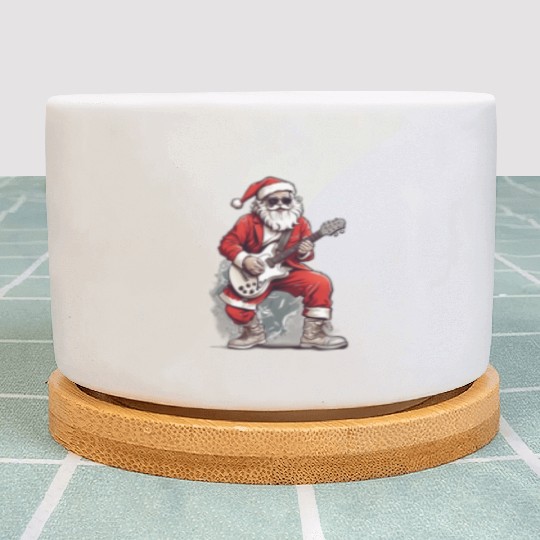 Santa Claus playing an electric guitar Plant Pots