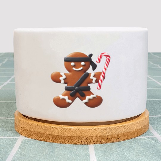 Funny Ninja Gingerbread Man Cookie Candy Cane Plant Pots