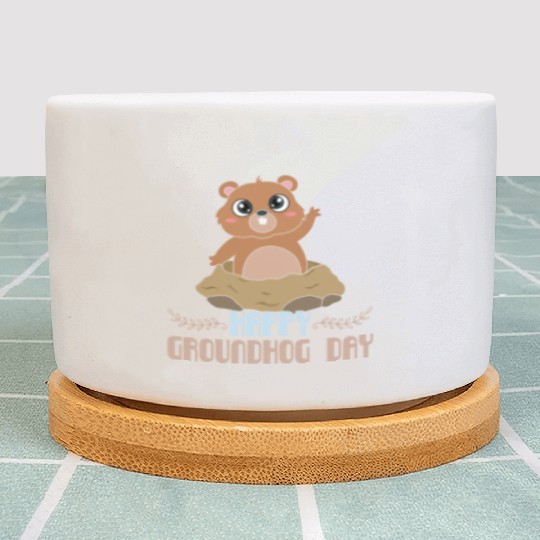 Cute Kawaii Groundhog Happy Groundhog Day Plant Pots