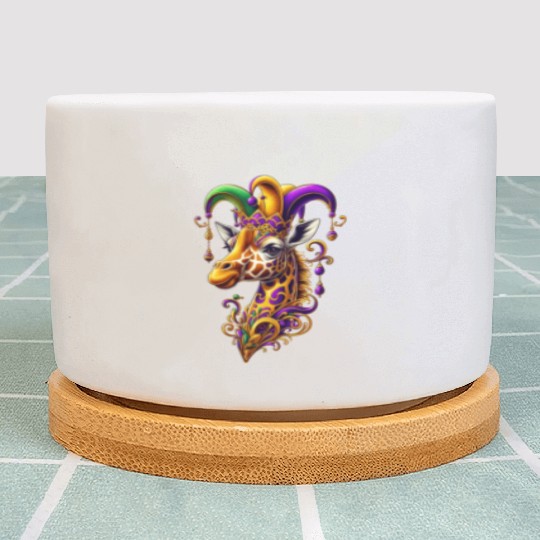Mardi Gras giraffe with fool's hat Plant Pots