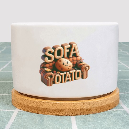 Couch Potato Humor 3D Illustration Plant Pots