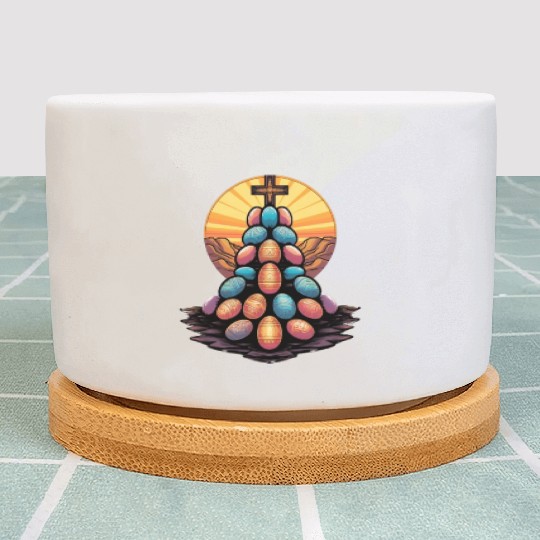 Christian Easter Day Cross Easter Egg Hunt Plant Pots