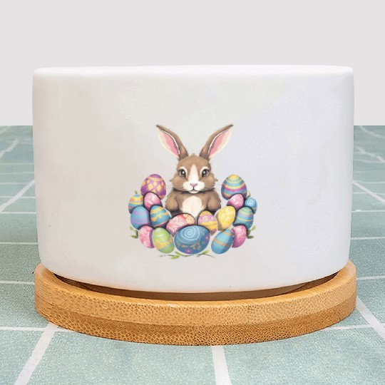 Easter Bunny Rabbit Colorful Eggs Easter Egg Hunt Plant Pots