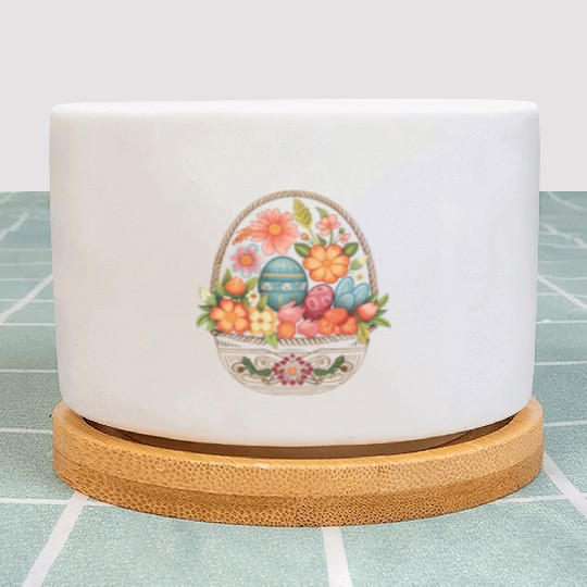Easter Day Easter Egg Basket Spring Flowers Plant Pots