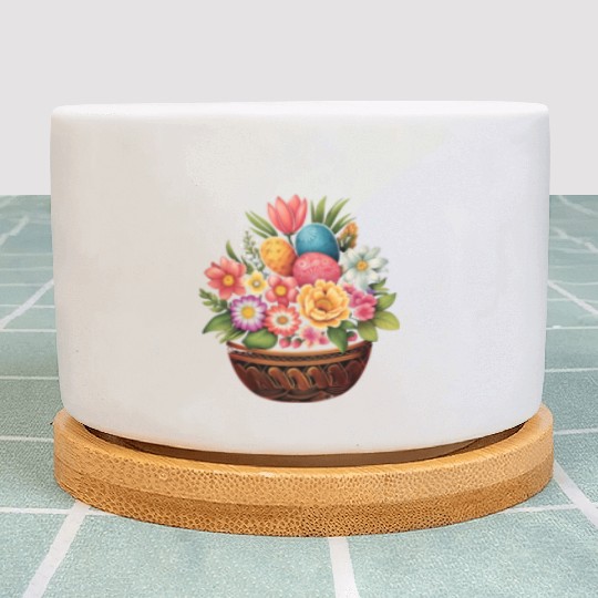 Easter Day Easter Egg Basket Spring Flowers Plant Pots