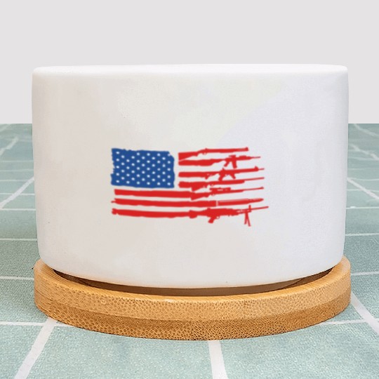 Gun Rifles American Flag Plant Pots