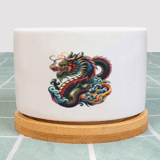 Colorful Chinese Dragon Artistic Design Plant Pots