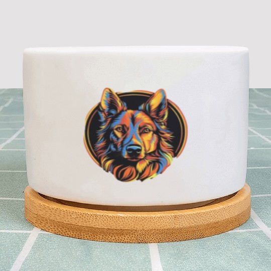 German Shepherd Funny Dog Street Art Comic Pet Plant Pots