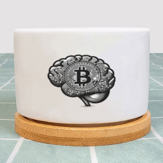 Bitcoin symbol crypto coins brain mindset 2 Plant Pots