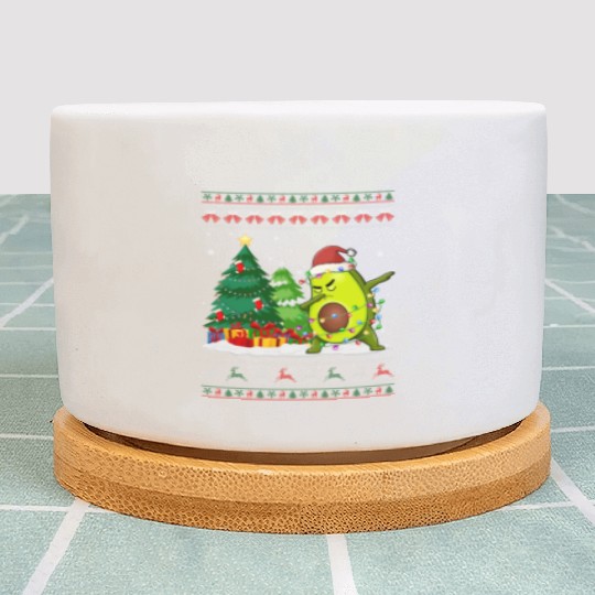 Dabbing Avocado Lover Vegan Santa Hat Ugly Plant Pots