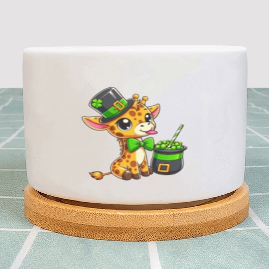 St. Patrick's Day Giraffe with Bubble Tea Plant Pots