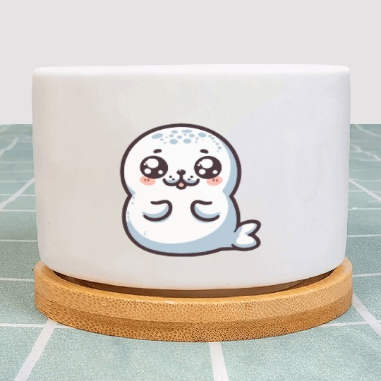 Playful Seal Cartoon Plant Pots