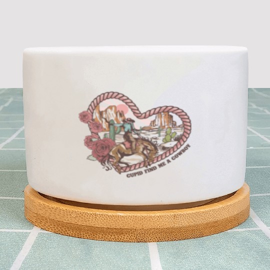 Cupid Find Me A Cowboy Plant Pots