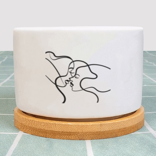 Lesbian Couple Line Art Plant Pots