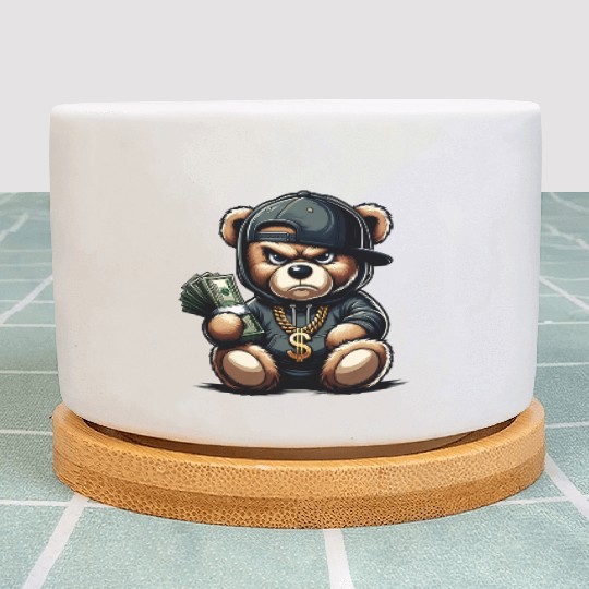 streetwise teddy bear with money Plant Pots