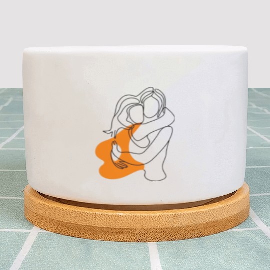 Lesbian Couple Minimalist Line Art Plant Pots