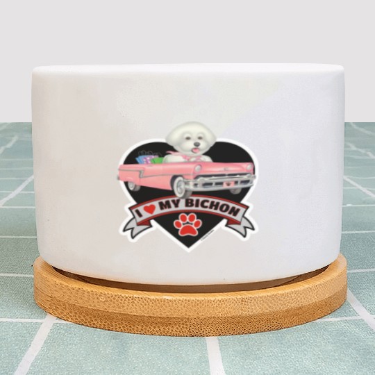 A cute I love my Bichon Frise Dog Plant Pots