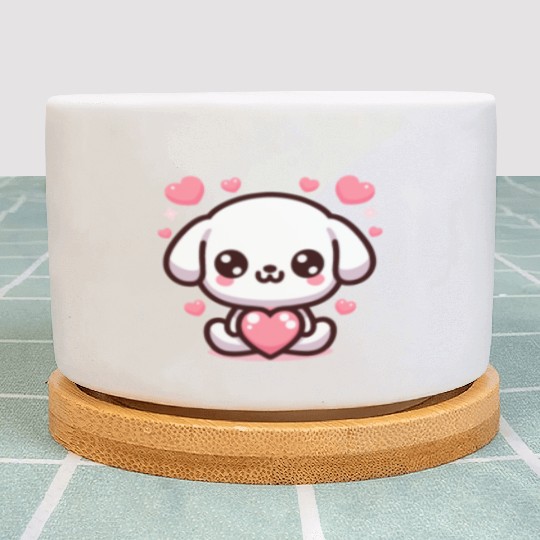 Cute Puppy Dog Heart Valentin Day Plant Pots