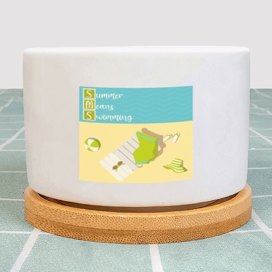 Summer means swimming beach scene Plant Pots